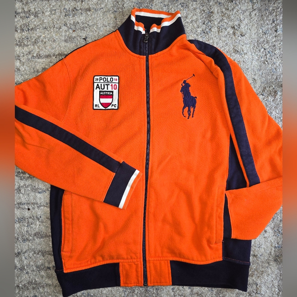 Original Polo Ralph Lauren Performance Track Jacket! Orange, Full Zip. Size L.